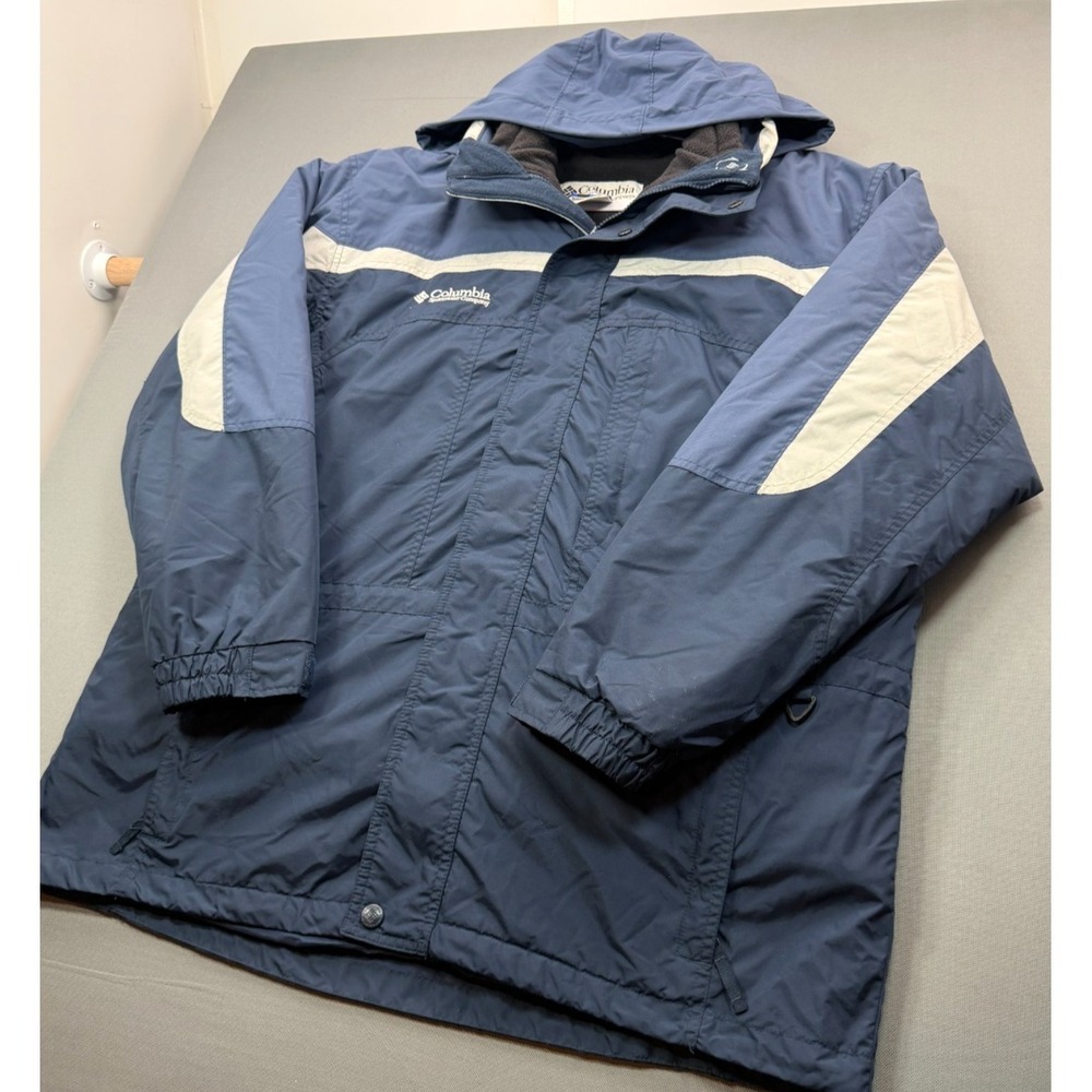 Columbia Jacket Mens L Blue Interchange 3-in-1 Winter Coat Fleece Lined Outdoor